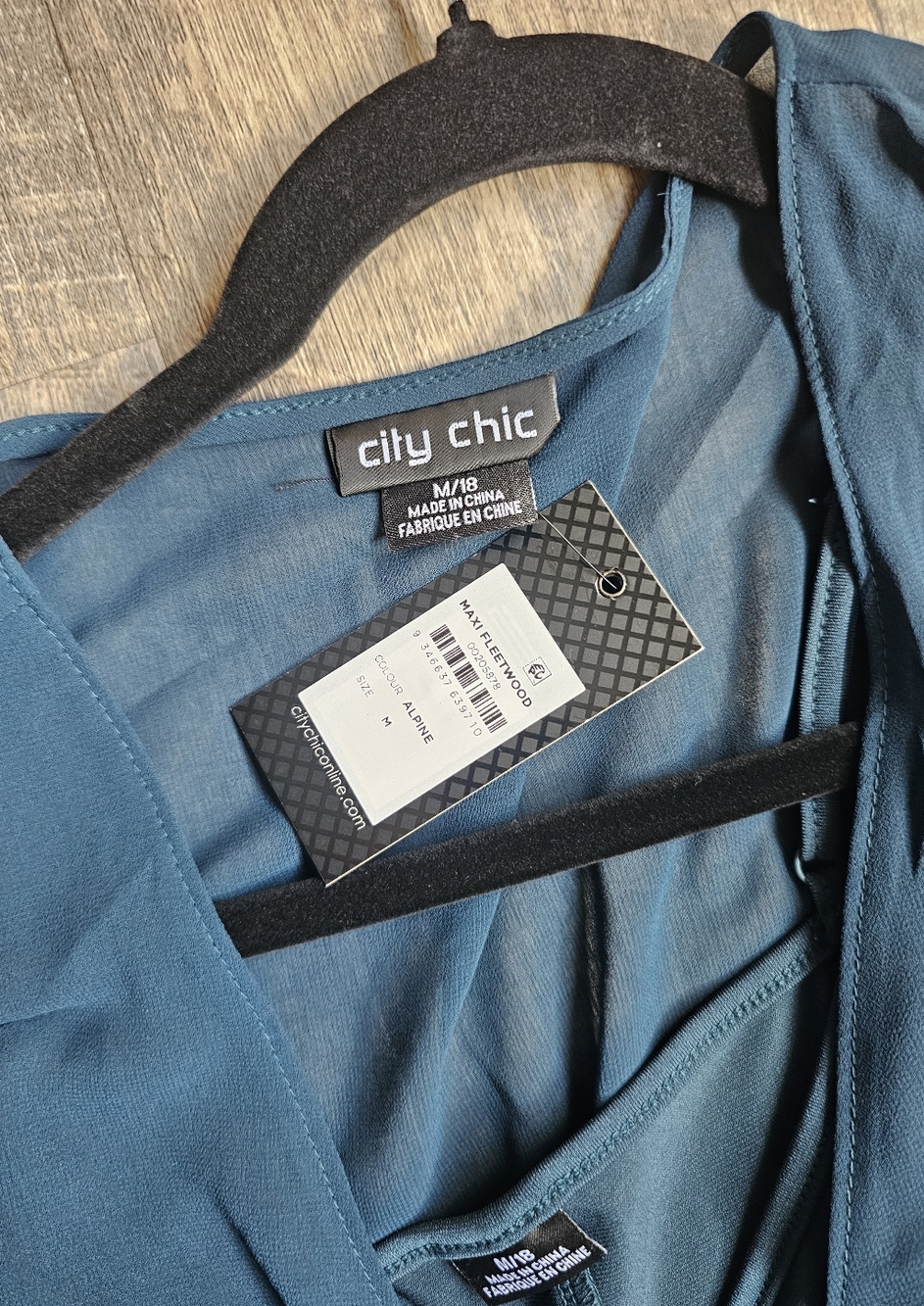 City Chic Teal Wrap Maxi Dress with Sheer Bell Sleeves - Picture 2 of 4